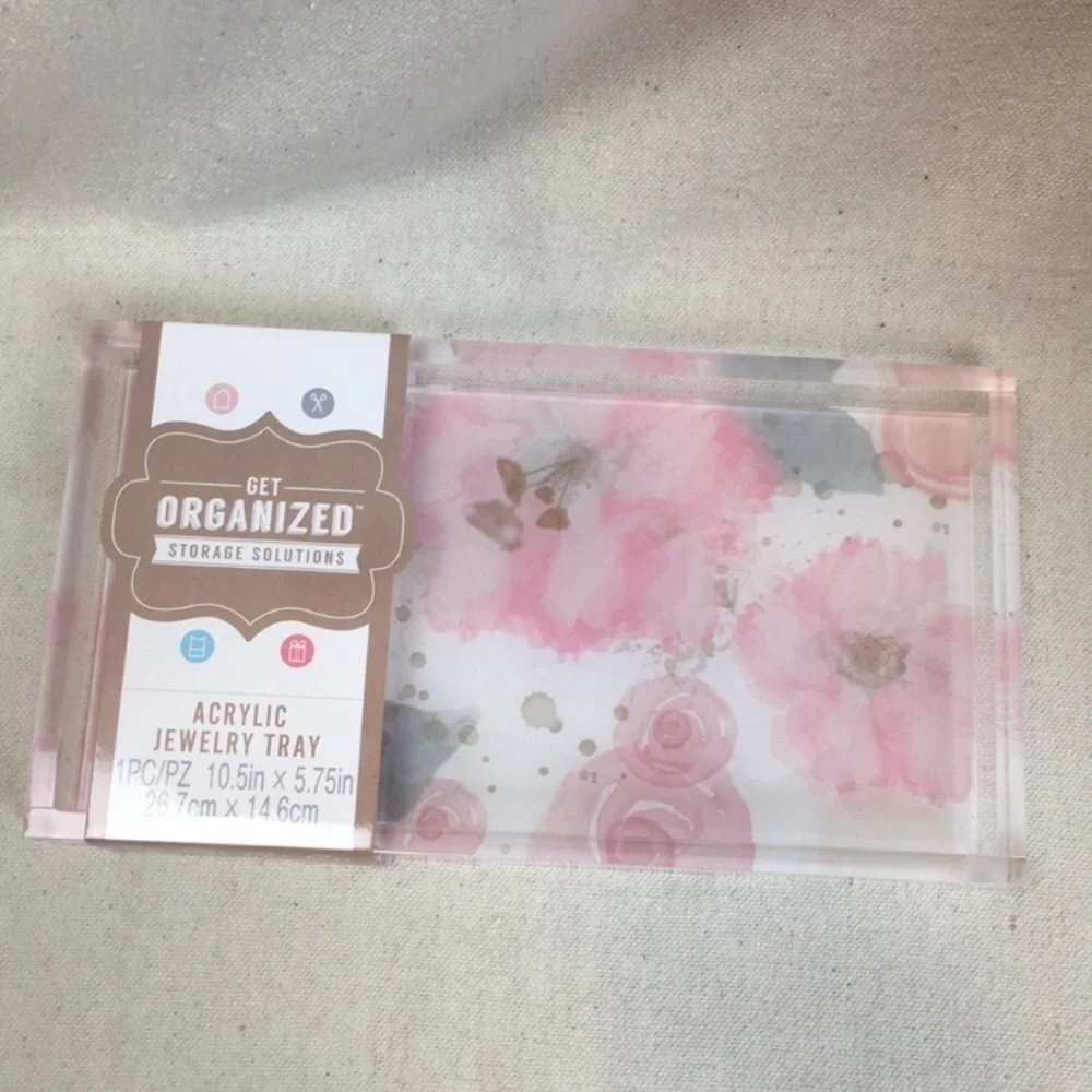 Acrylic Catch all Jewelry Tray Floral Design NEW